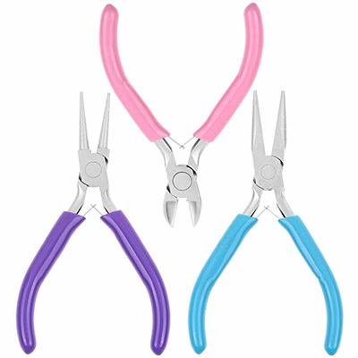 Kurtzy 8 Pack Mini Jewelry Plier Tool Kit Set with Soft Grip Handles - Precision Wire Cutters, Needle, Round & Bent Nose Pliers - Tools for Making