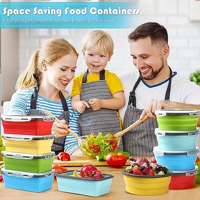 8 Pcs Small Silicone Collapsible Food Storage Containers with Airtight Lids  Stacking Silicone Meal Prep Lunch Containers for Kitchen, Traveling