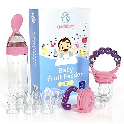 WEST STORY Baby Feeding & Teething Kit, Includes Breastmilk Popsicle Molds,  2 Baby Fruit Food Feeders Pacifiers, 3 Extra Food Pouches, Silicone