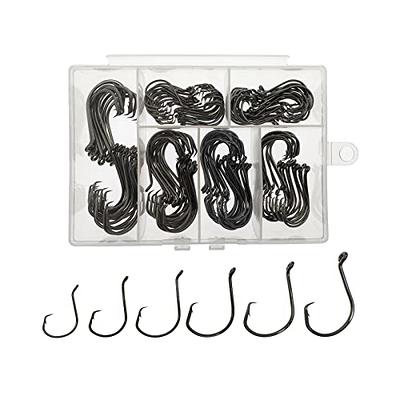 500pcs High Carbon Steel Fishing Hooks with Plastic Box, 10 Sizes Fish Hook  with Barbs for Freshwater/Seawater, 3# - 12#(50pcs/ Size)