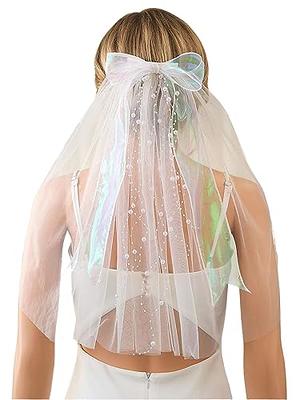 EllieHouse Womens Long Cathedral Length 1 Tier Pearl Wedding Bridal Veil  With Metal Comb HD34