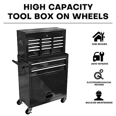 Aukfa Tool Chest, 2 in 1 Steel Rolling Tool Box & Cabinet On