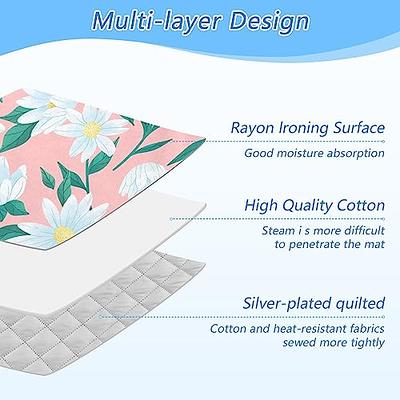 linqin Portable Ironing Mat, Ink Blue Flowers Heat Resistant