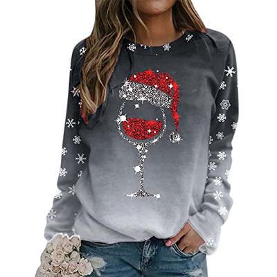 YanHoo Christmas Hoodie Sweatshirts Women Christmas Gifts 2023 Long Sleeve  Casual Oversized Crewneck Sweatshirt Fall Ugly Funny Christmas Graphic Tops  for Teen Girls 