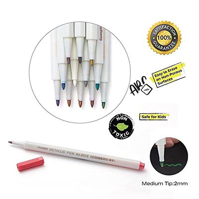 12 Colors Metallic Marker Pen Medium Point Metallic Markers for Rock  Painting, Black Paper, Card Making