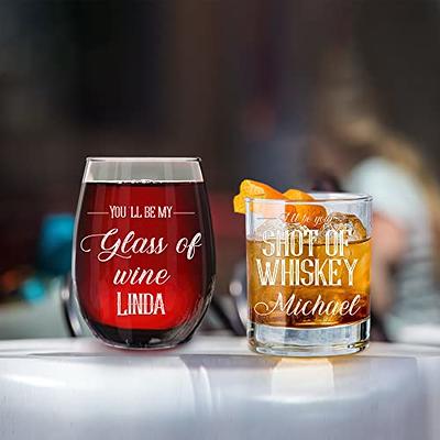 comfit Couples Wine and Whiskey Glass Gift Set - His and Her Wine and  Whiskey Glasses Sets for Mr an…See more comfit Couples Wine and Whiskey  Glass