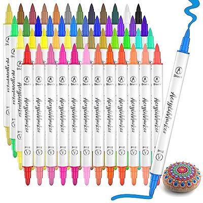 24 Colors Acrylic Paint Pens, Dual Tip Pens With Medium Tip and Brush Tip, Paint  Markers for Rock Painting, Ceramic, Wood, Plastic, Calligraphy,  Scrapbooking, Brush Lettering, Card Making, Art Supplie 