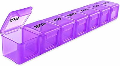 AUVON Weekly Pill Organizer Arthritis Friendly, 7 Day Pill Box Case with  Spring Open Design