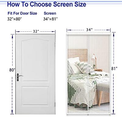 MAGZO Magnetic Screen Door Fit Door Size 72 x 80 Inch, Actual Screen Size  74 x 81 French Door Screen Mesh with Full Frame Hook&Loop, Durable  Polyester, White 