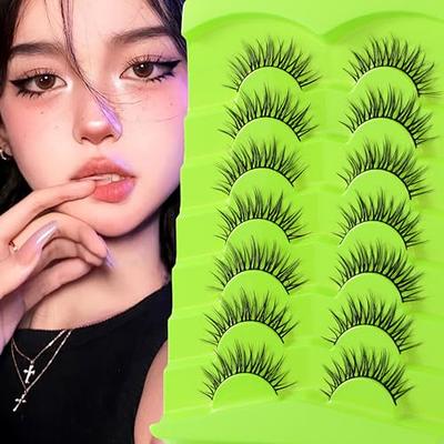  Manga Lashes Natural Look Japanese Anime Lashes Korean Asian  Wispy Spiky Lashes with Clear Band Short Fake Eyelash 10 Pairs Pack by  outopen : Beauty & Personal Care