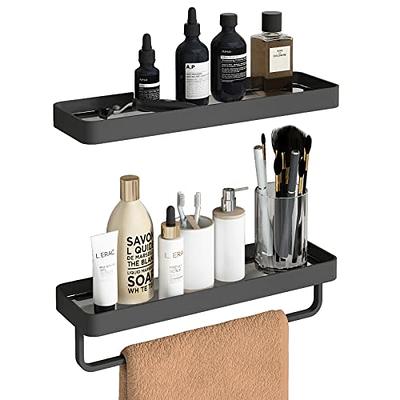 Bathroom Wall Shelf 15.7 In Black Glass Bathroom Shelf With 4 Removable  Hooks Silver Floating Shelves Tempered Glass Shelves Wall Mounted(2 Tier) -  Yahoo Shopping