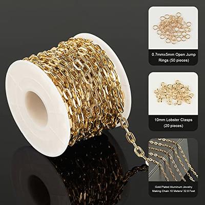 DIY 10M 32.8 Feet 3MM Gold Chain Roll Figaro Chains Stainless