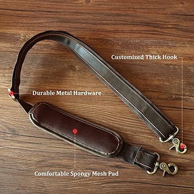 Adjustable 60-inch Real Leather Bag Replacement Shoulder Strap Comfort Fit  Padded with Metal Swivel Hooks for Crossbody Purses, Laptop Messenger Bags