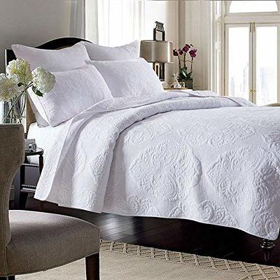 Brandream White Paisley Quilted Pillow Shams King Size Pillow