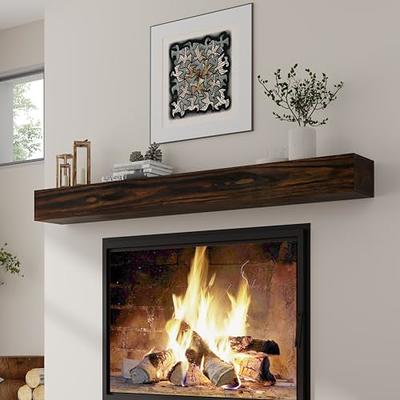 Walnut Fireplace Mantel with Bracket, Floating Shelf with Bracket for