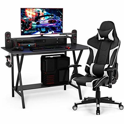 Flash Furniture Gaming Desk And Camouflageblack Racing Chair Set Cup  Holderheadphone Hookremovable Mouse Pad Top 2 Wire Management Holes