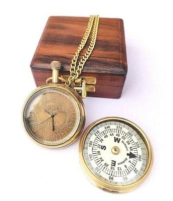 LINE Wood™ - Nautical Personalized Antique Compass Pocket Watch Combo for  Camping & Hiking Brass Nautical Handmade Pocket Style Compass Gift (2 Inch  - Brown) - Yahoo Shopping