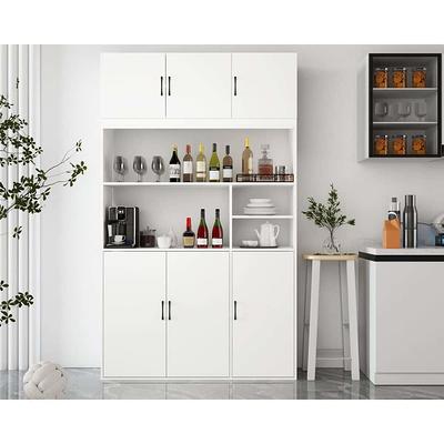 FUFU&GAGA 6-Tier Kitchen Pantry Cabinet Storage Hutch with 1-Drawer in White | LJY-KF330064-01