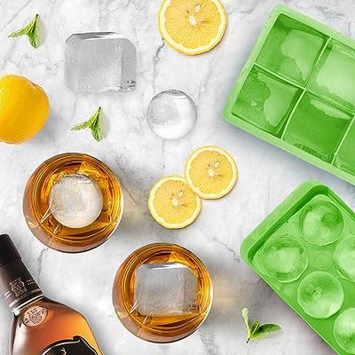 Webake 2 Inch blue square silicone whiskey ice cube tray mold,Pack of