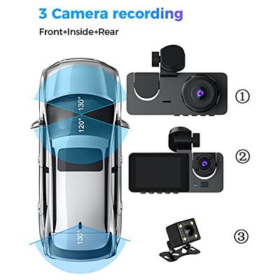 Upgrated 3 Lens DVR Dash Cam Front/Rear/Inside Car Camera Night
