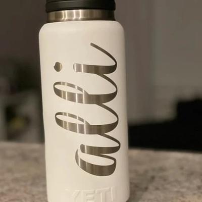 REAL YETI 26 Oz. Laser Engraved White Stainless Steel Yeti Stackable Rambler  With Straw Lid Personalized Vacuum Insulated YETI 