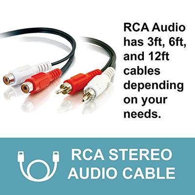 Cmple - 2 RCA to 2 RCA Cables 1.5ft, Male to Male RCA Cable Stereo Audio  Speaker Cable RCA Red and White Cables Double RCA Subwoofer Cable for Car