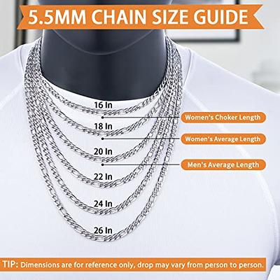 ChicSilver 5mm Men Figaro Chain Necklace Simple Chunky Boys Necklace 925  Sterling Silver Jewelry Gift, 18 inches 