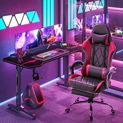 Gaming Chair Massaging Office Chair Racing Computer Chair Ergonomic Desk  Chair with Lumbar Support Footrest Armrest Headrest Task Chair High Back  PU，Blue 