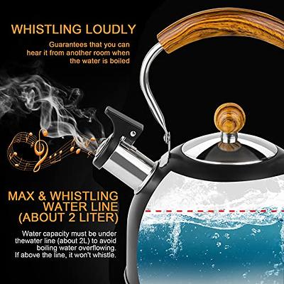 Whistling Electric Kettles Stainless Steel Teapot Tea Kettle With Wooden  Pattern Handle For Making Coffee Milk Etc 2.5 Liter