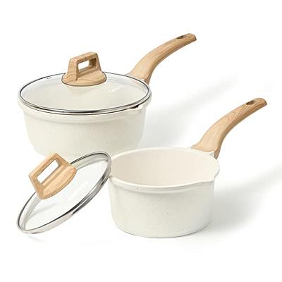 CAROTE 1.5Qt & 2.4Qt Sauce Pan Set with Lid Nonstick Saucepan 4