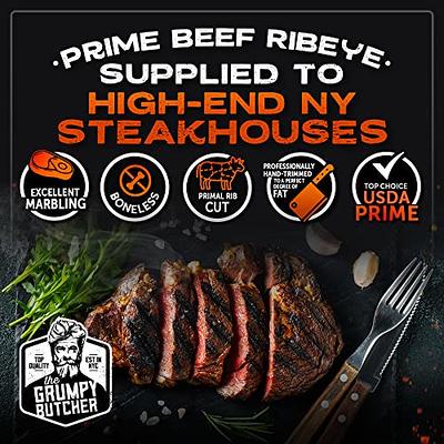 Grumpy Butcher 4 Steaks Gift Set - 2 Filet Mignon (8 oz), 2 Ribeye