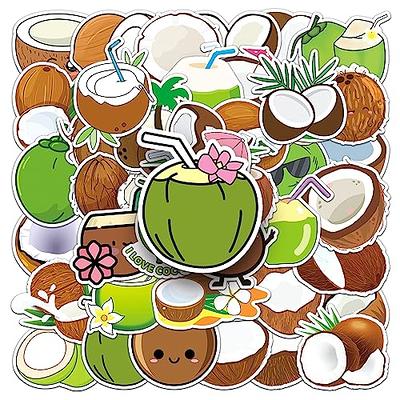 50 cartoon fruit stickers coconut drink stickers laptop water bottle guitar  skateboard cell phone car refrigerator fashion aesthetic stickers children  and teenagers waterproof vinyl stickers（coconut ） - Yahoo Shopping