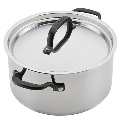 KitchenAid 3-Ply Base Brushed Stainless Steel Stock Pot/Stockpot with Lid,  8 Quart