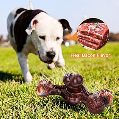 Flacony tough dog toys for aggressive chewers large breed, bacon flavor dog  chew bones, dog chew toys for medium and large dogs (oran