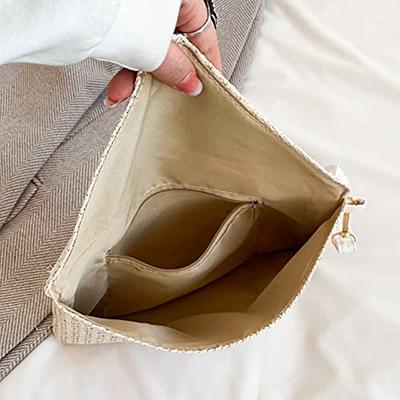 YXILEE Summer Straw Shoulder Bag Straw Small Clutch Crossbody Bags for  Women Beach Cell Phone Wallet Purse Handmade Envelope