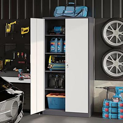 INTERGREAT Metal Storage Cabinet, 71 Locking Steel Cabinets with 2 Door  and 4 Adjustable Shelves, Tall Metal Cabinet for Home Office, Garage,  Warehouse (Cement Grey) - Yahoo Shopping