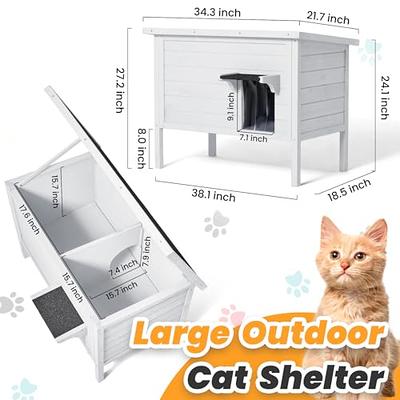 Clawsable Indestructible Heated Cat House for Outdoor Cats in Winter,  Weatherproof Fully Insulated Outside Feral Cat House Shelter for Stray Barn  Cat