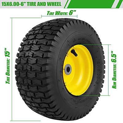 2) New 15x6.00-6 TURF TIRES 4 Ply Tubeless for Garden Tractor