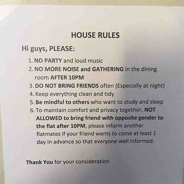 Flatmate House Rules