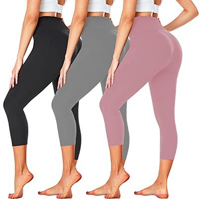 Blisset 3-Pack High Waisted Leggings Workout Small-Medium Black/Gray/Rosy  Brown