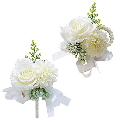 Wrist Pearl Corsage Bracelet Bridesmaid Hand Rose Flower Wedding Party Prom  Band | eBay