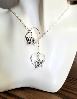 Silver Butterfly Necklace 2 Sister Jewelry Gift Friendship 