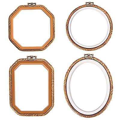 Jupean Embroidery Hoop, 4 Pack Oval Embroidery Hoop, Imitated Wood Display Frame with 30 Pieces Embroidery Needles, Embroidery Frame and Cross