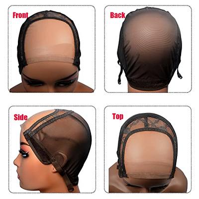 4x4 Inch U Part Swiss Lace Wig Cap for Making Wigs with Adjustable Straps  on the