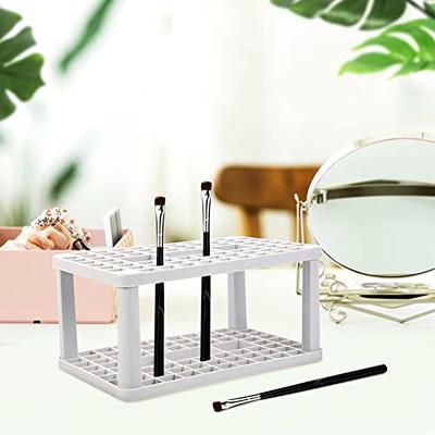 Pen Holder for Desk Rectangle 72 Holes Plastic Makeup & Painting Brush  Holders Crate Organizer for Pencil, Paintbrush, Cosmetic Brushes White