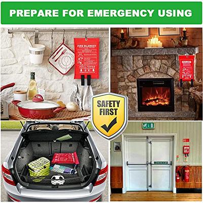 Fire Blanket, Fiberglass Fire Emergency Blankets, Suppression Flame  Retardant Fireproof Survival Safety Fire Suppression Blanket, for Kitchen  Home Car