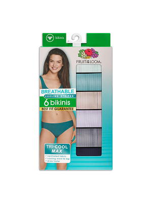 Fruit of the Loom Women's Breathable Cooling Stripes Bikini Underwear, 6  Pack, Sizes S-2XL - Yahoo Shopping