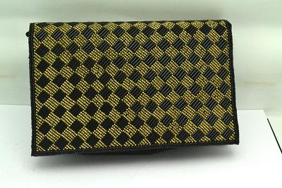 Beaded Checkerboard Pouch Handbag