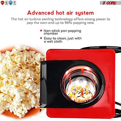 Nostalgia Popcorn Maker, 12 Cups, Hot Air Popcorn Machine with Measuring  Cap, Oil Free, Vintage Movie Theater Style, Red