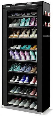 Bumusty Expandable 2 Tier Shoe Organizer Rack, Shoe Rack for